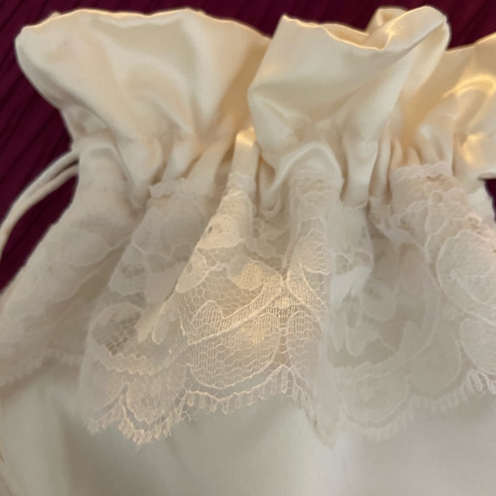 Satin Bridal Wedding Small Money Bag (off white) - Picture 2 of 3